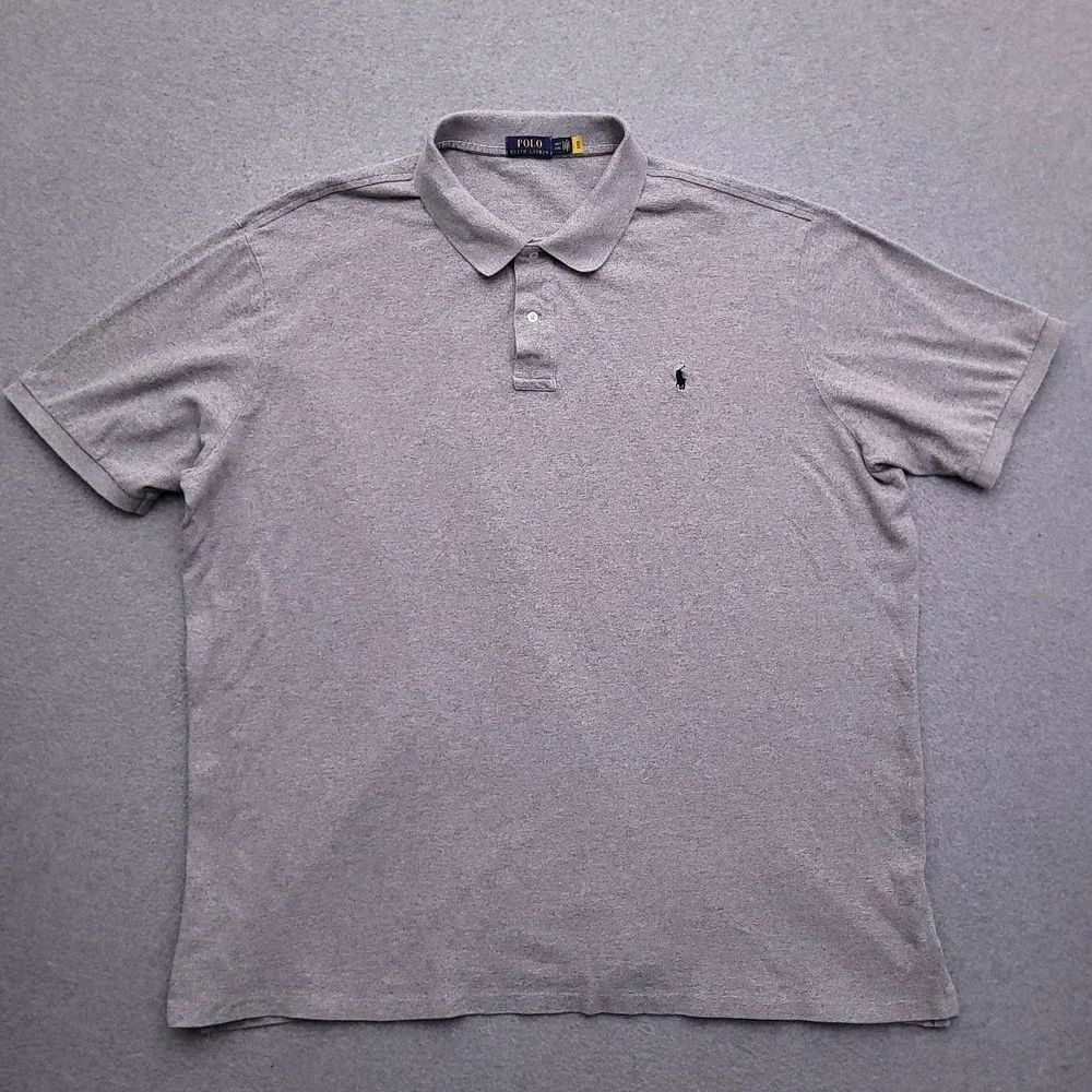 Polo Ralph Lauren Shirt Mens 4XLT Gray Pique Knit Cotton Short Sleeve Pony